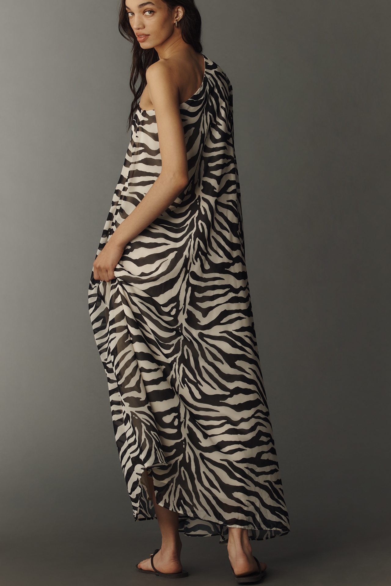Ownley One-Shoulder Zebra Kaftan