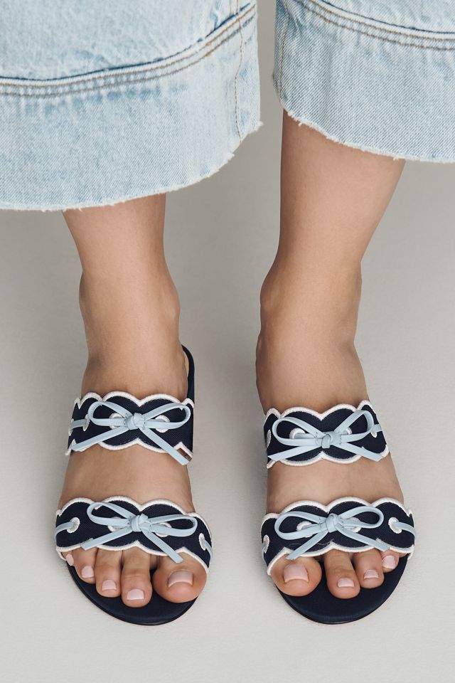 Maeve Bow Scalloped Double-Strap Block Heels #1