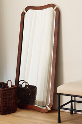 Violeta Scalloped Burl Wood Full-Length Mirror | AnthroHome