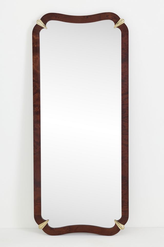 Violeta Scalloped Burl Wood Full-Length Mirror | AnthroHome