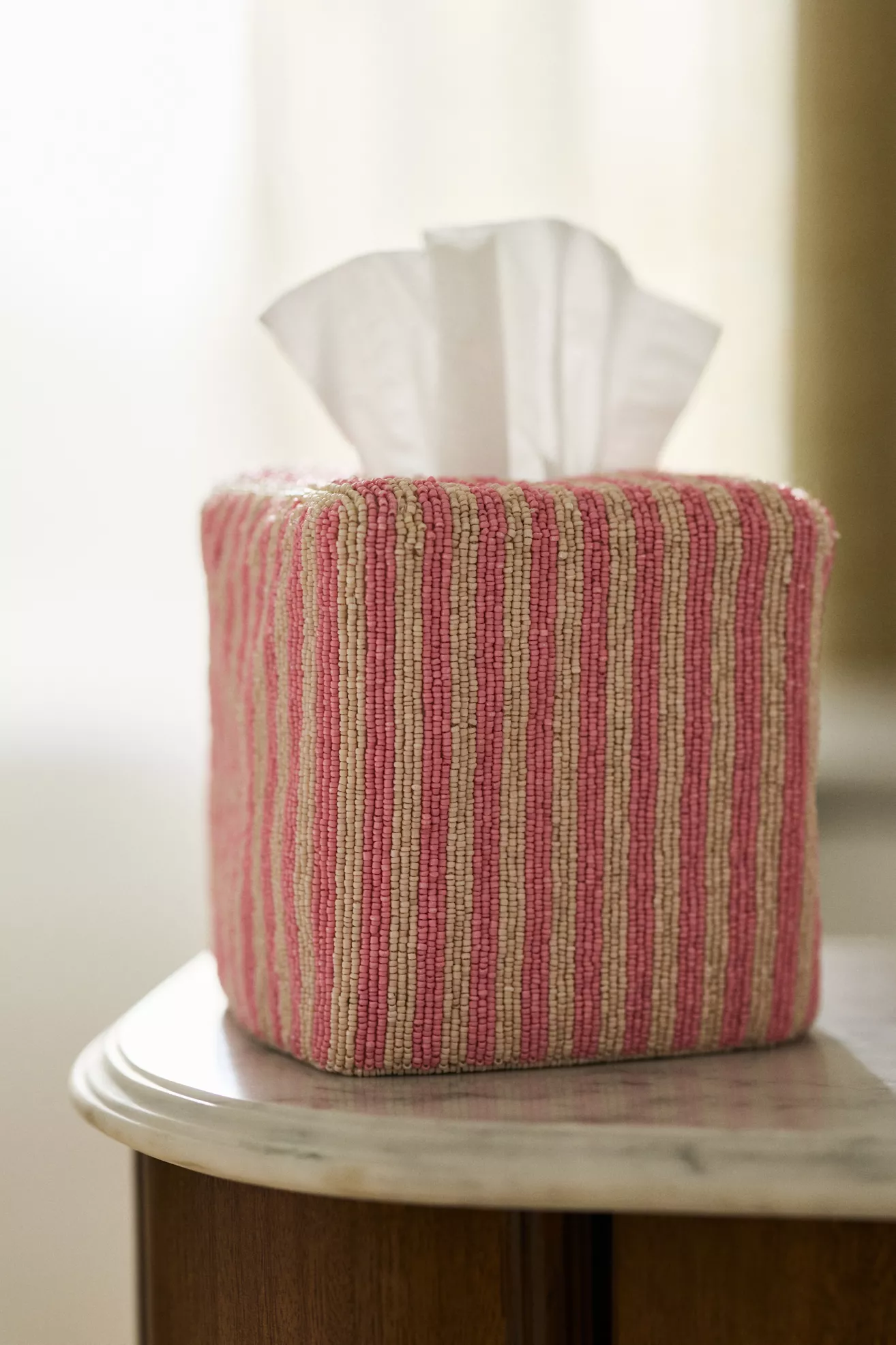 Stripe Beaded Tissue Box Cover - thumbnail 3