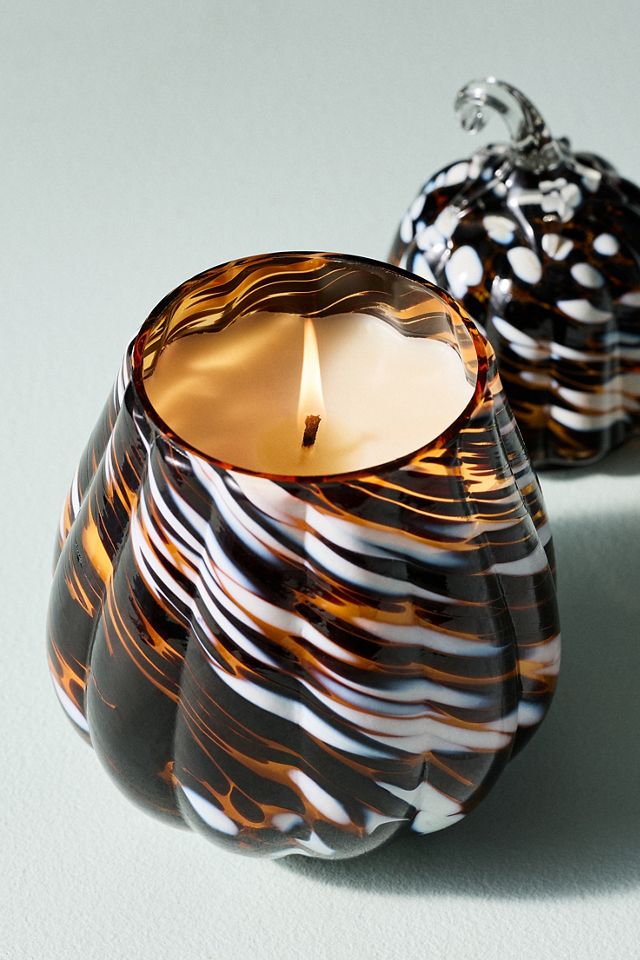 Pumpkin Sweet Vanilla Figural Gourd Glass Candle #4