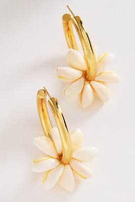 Logan Tay Shell Hoop Earrings In Gold