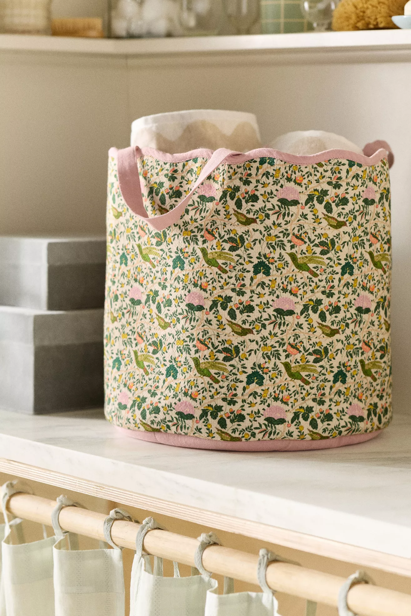 Printed Scallop Cotton Basket - thumbnail 3