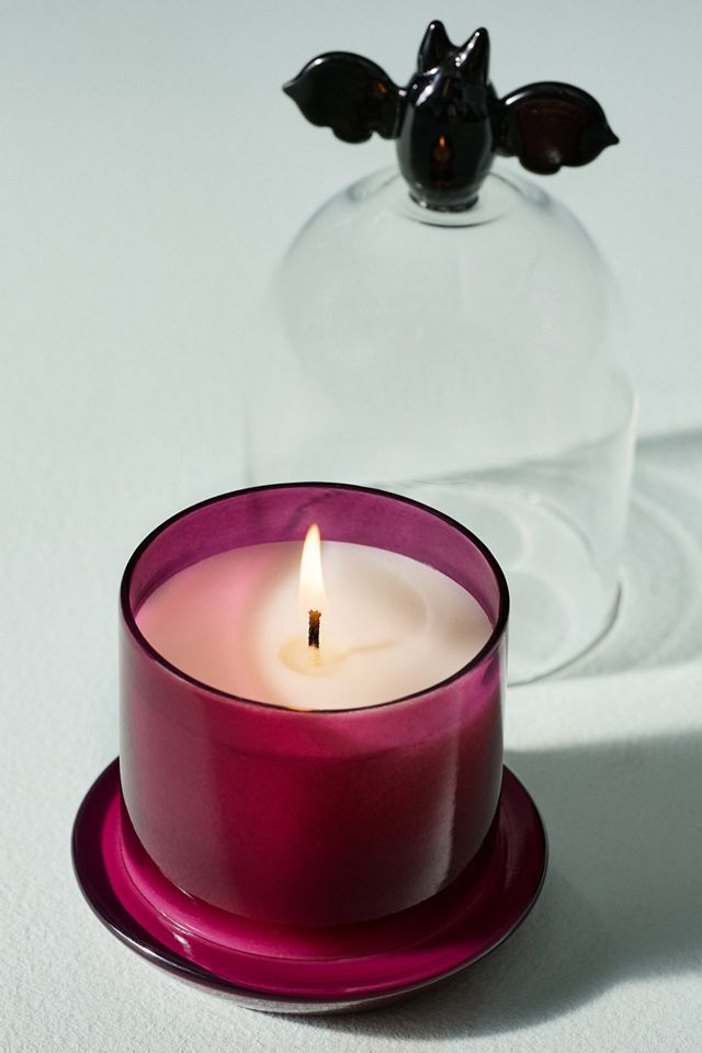 Bat Icon Cloche Pumpkin Oud Glass Candle #1