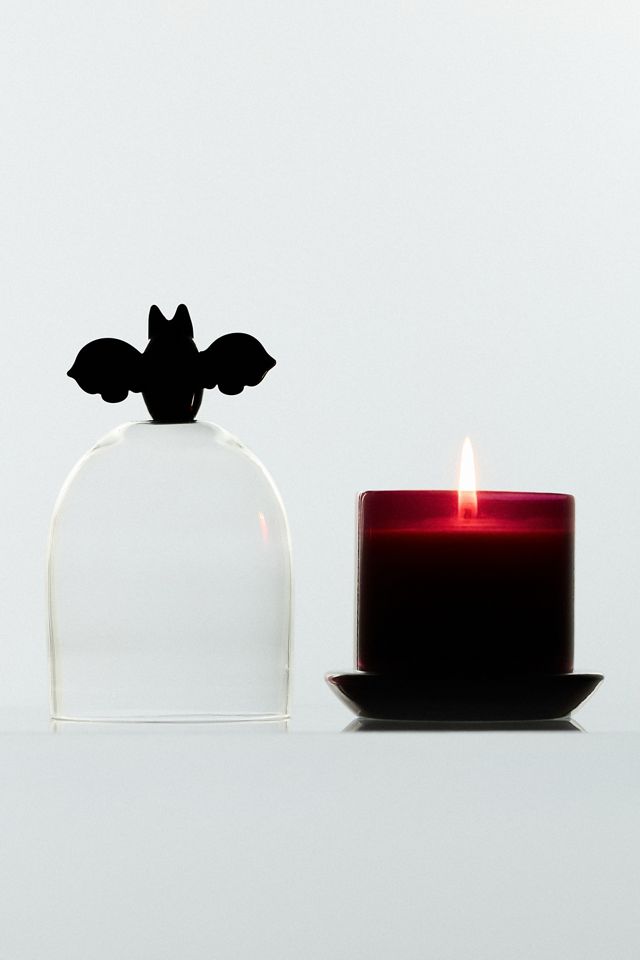 Bat Icon Cloche Pumpkin Oud Glass Candle #3