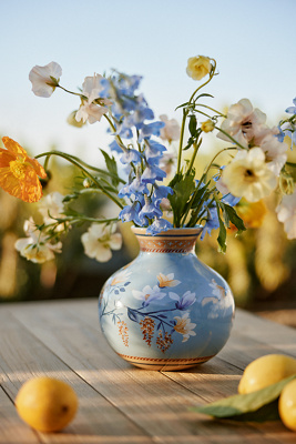Terrain Floral Painting Round Ceramic Vase