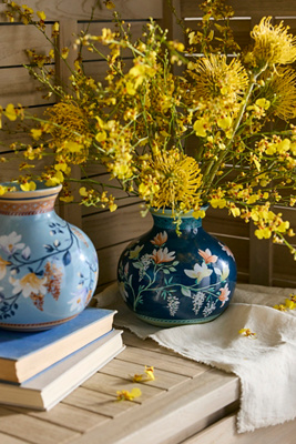 Terrain Floral Painting Round Ceramic Vase