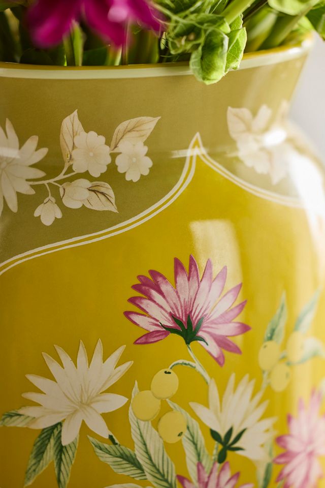 Floral Painting Ginger Jar Ceramic Vase #3