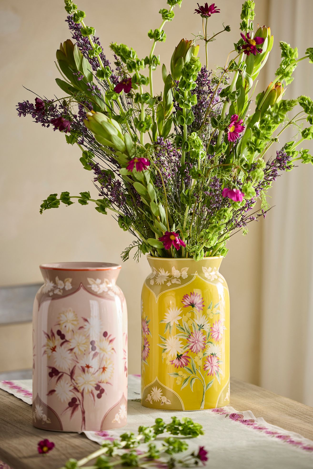 Floral Painting Ginger Jar Ceramic Vase - Chartreuse, Standard, One Size