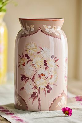 Floral Painting Ginger Jar Ceramic Vase