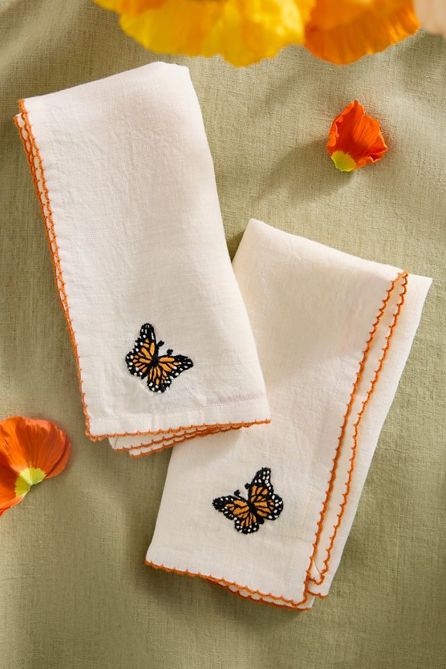 Embroidered Pollinator Linen Napkins, Set of 2 #2