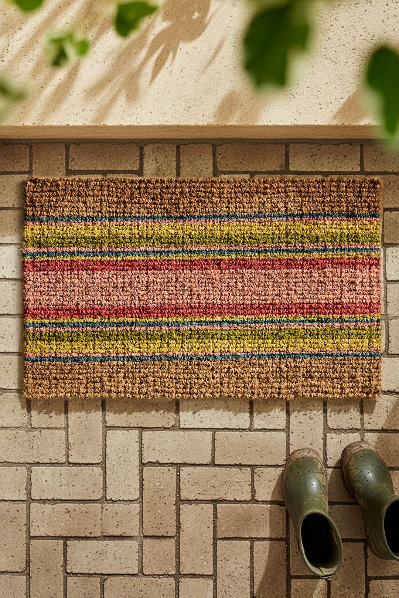 Cabana Stripe Coir Doormat - Pink, One Size