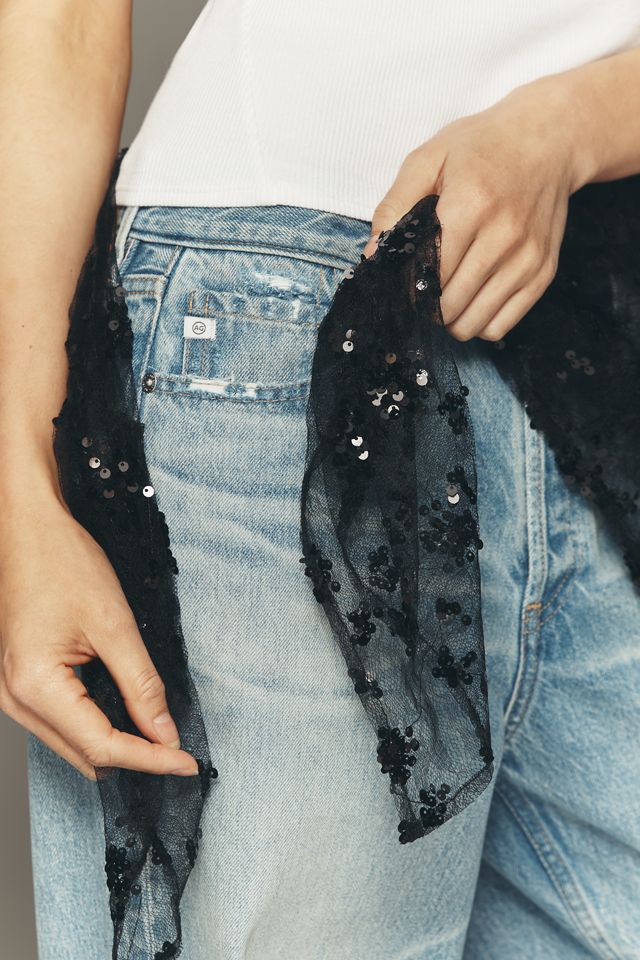 By Anthropologie Large Lace Sequin Square Scarf #3