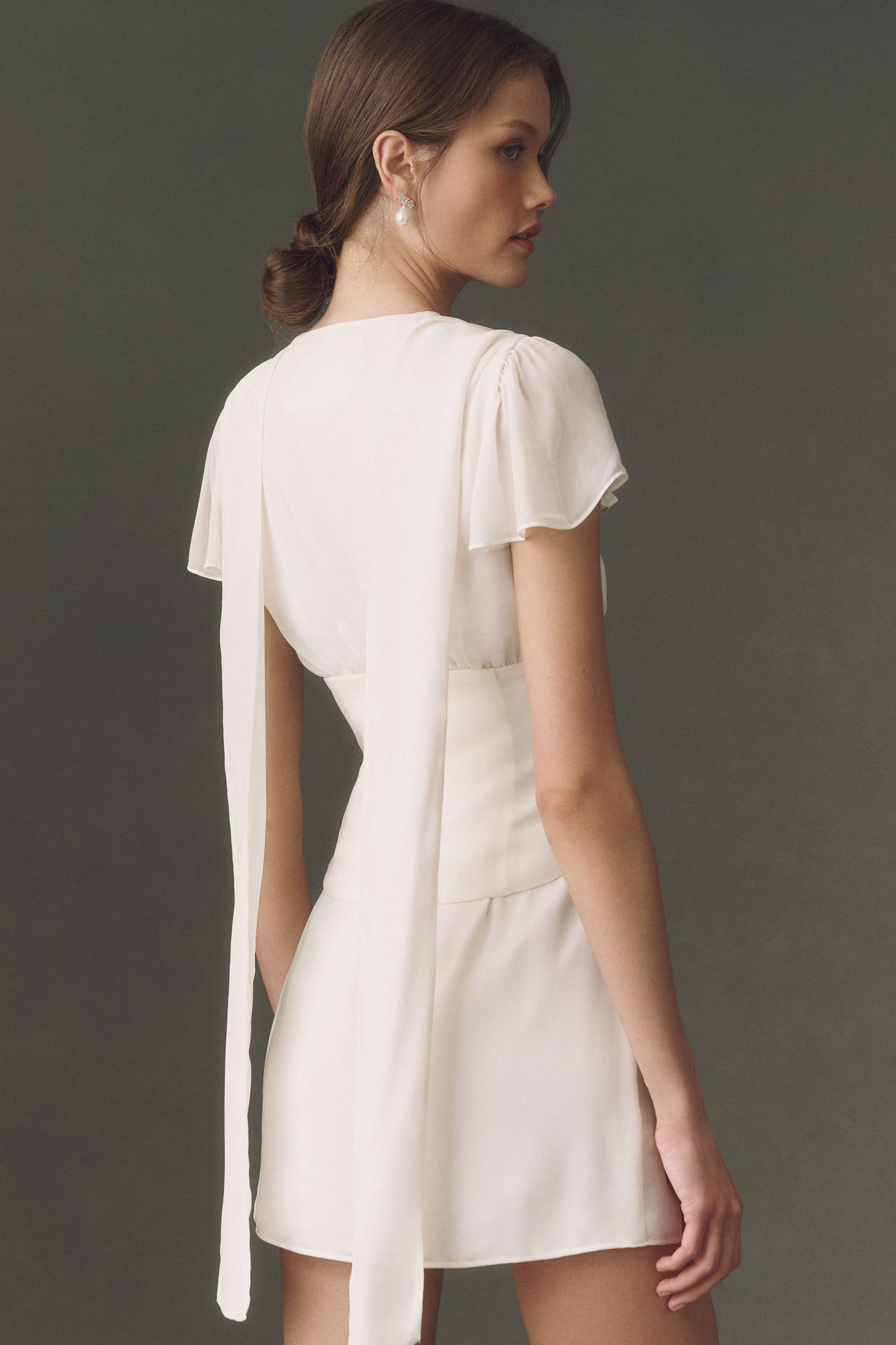 BHLDN Corset-Waist Tie-Neck Mini Dress