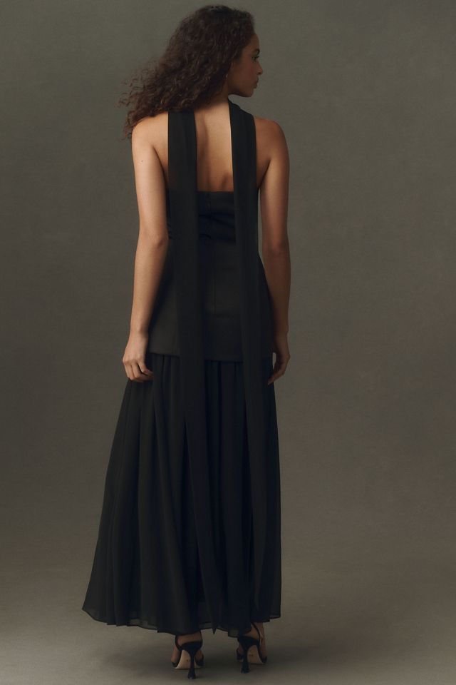 Mare Mare Natalie Strapless Stretch Satin Chiffon Maxi Dress #1
