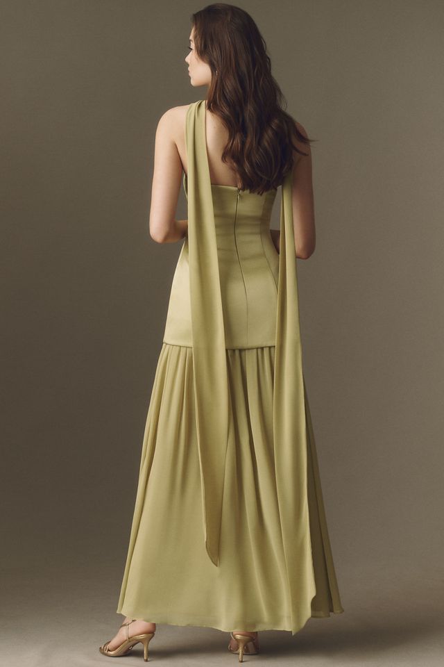 Mare Mare Natalie Strapless Stretch Satin Chiffon Maxi Dress #1