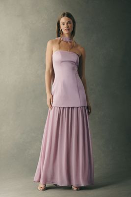 pastel long dresses KissProm A-Line Pleated Chiffon Bridesmaid Dress in Yellow, Pastel Yellow / 2 line silhouette that creates a graceful and feminine shape Pastel Clothing - Pastel Dresses