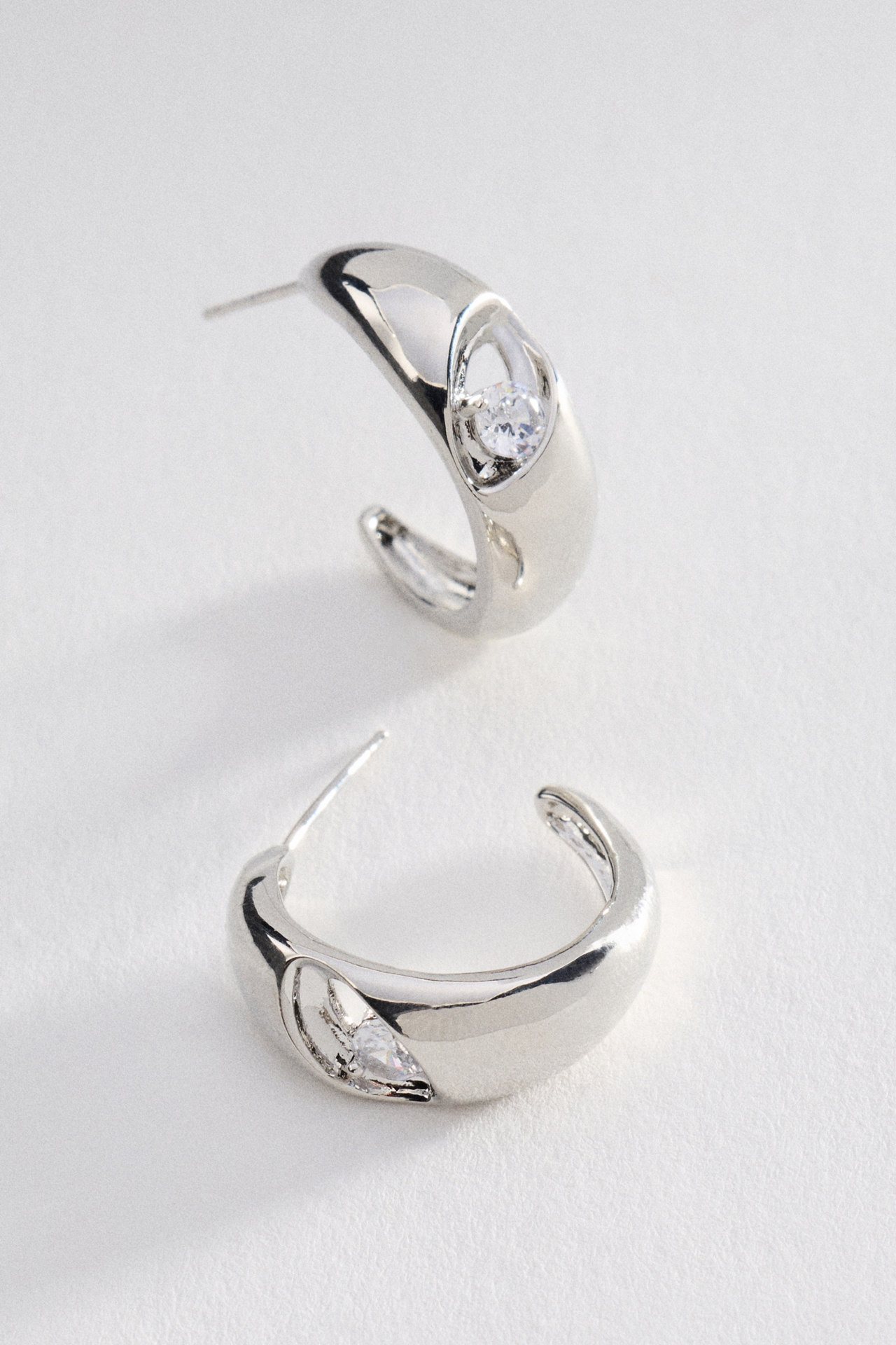 Embedded Crystal Hoop Earrings