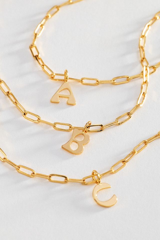 By Anthropologie Initial Pendant Paperclip Chain Necklace #2