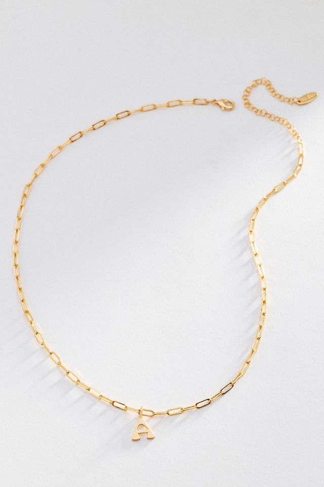 By Anthropologie Initial Pendant Paperclip Chain Necklace #3