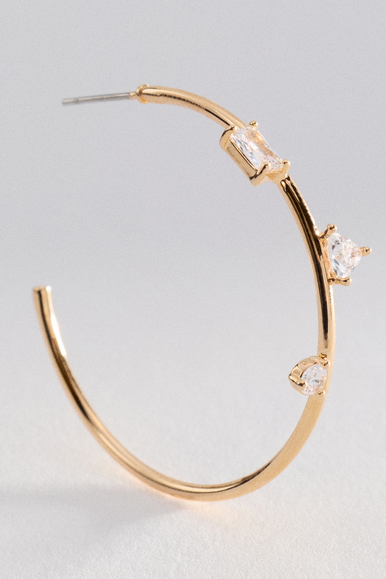 Tri-Crystal Hoop Earrings