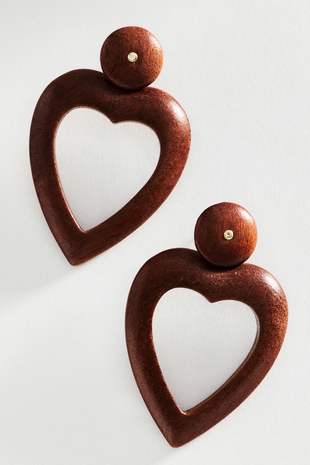 Wood Open Heart Earrings