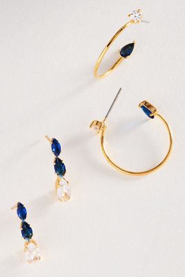 By Anthropologie Dainty Crystal Earrings, Set of 2
