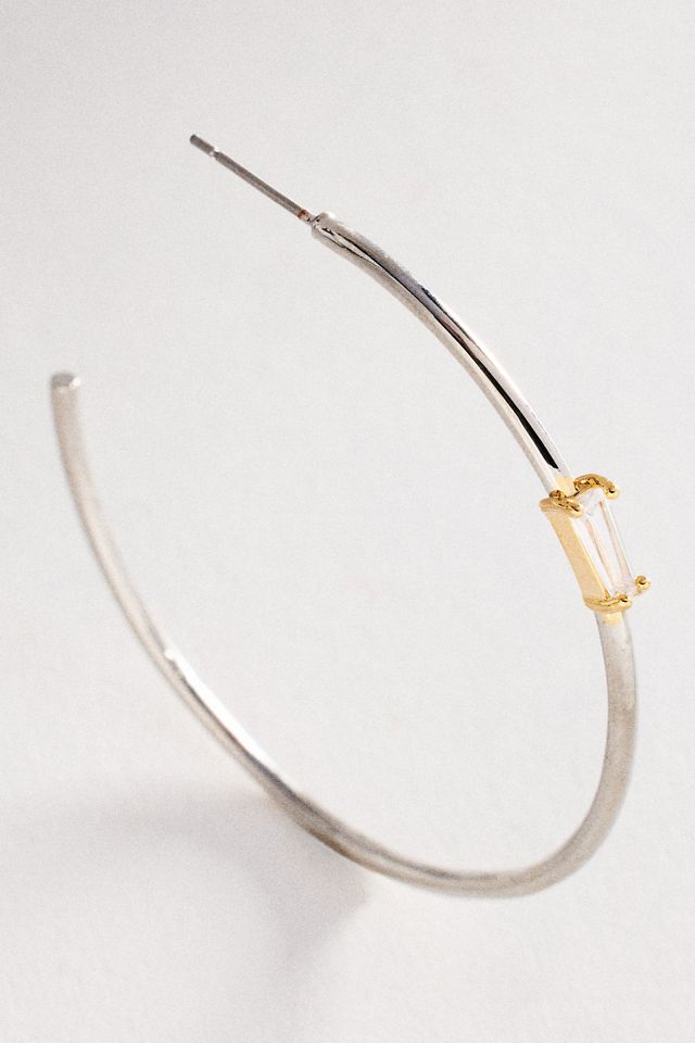 Inset Baguette Crystal Hoop Earrings #1