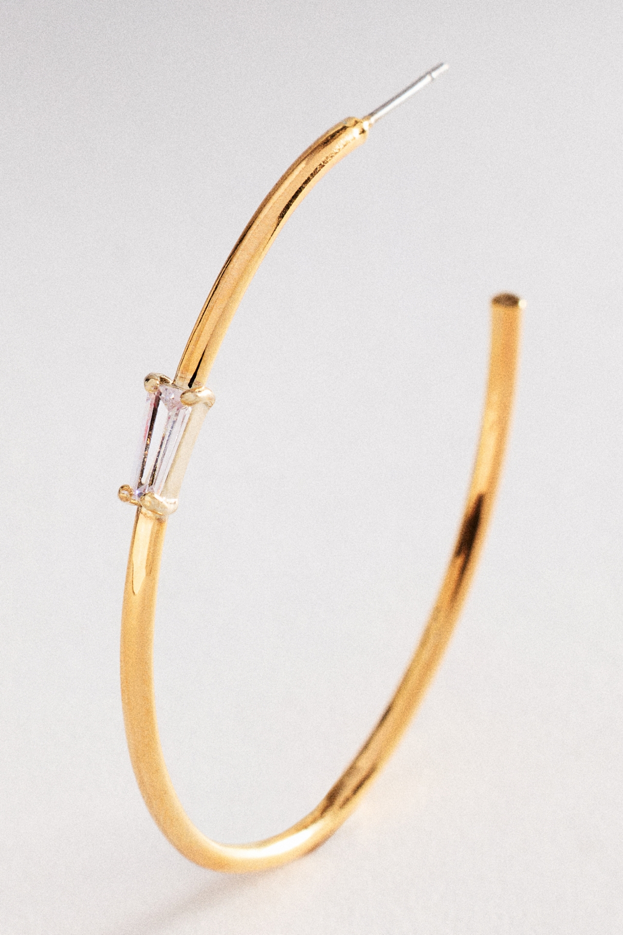 Inset Baguette Crystal Hoop Earrings
