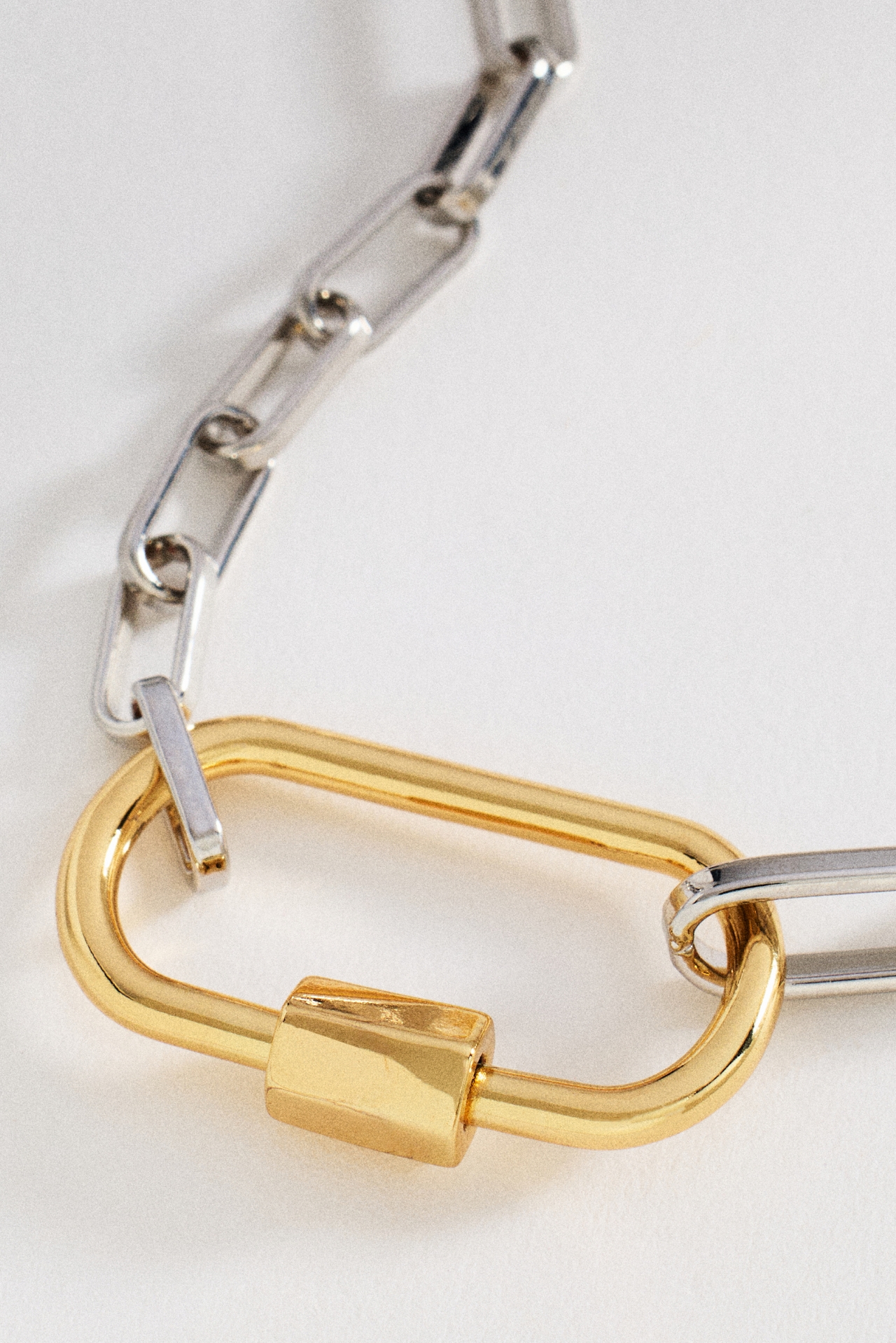 Two Tone Carabiner Chain Bracelet