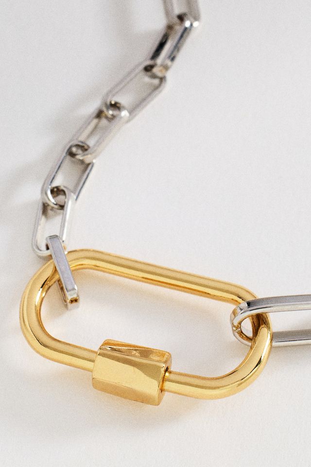 Two Tone Carabiner Chain Bracelet #1