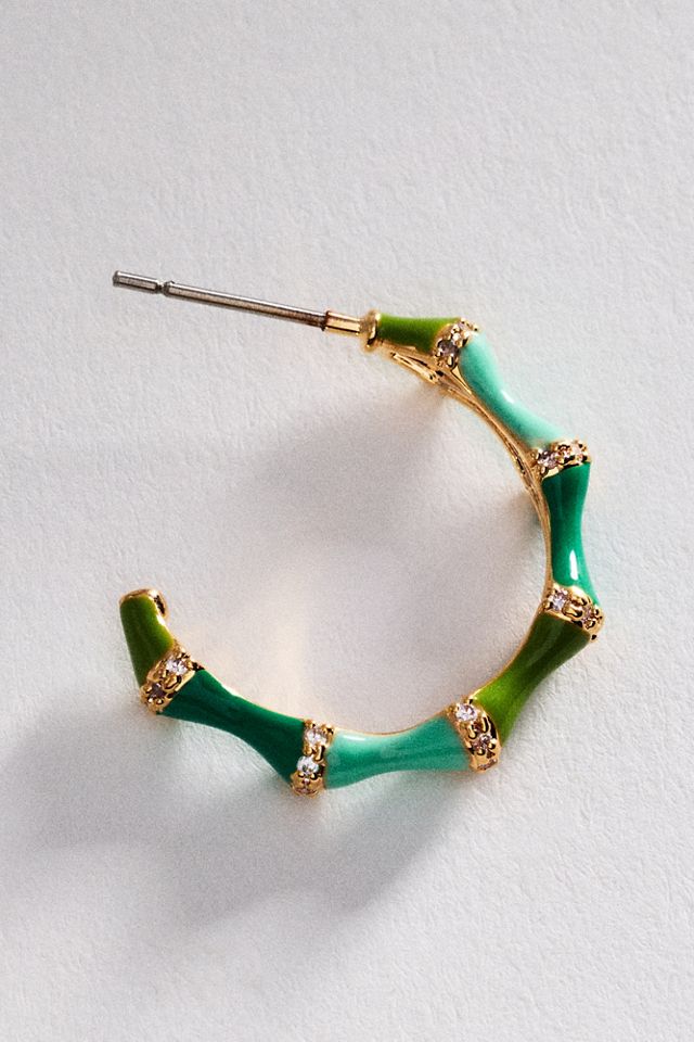 Bamboo Enamel Hoop Earrings #1