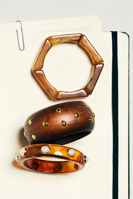 Studded Wood Bangle Bracelet