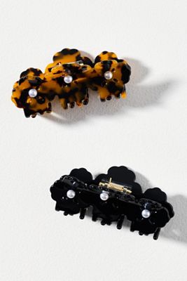Pearl Floral Hair Claw Clips, Set of 2 | Anthropologie display picture 1
