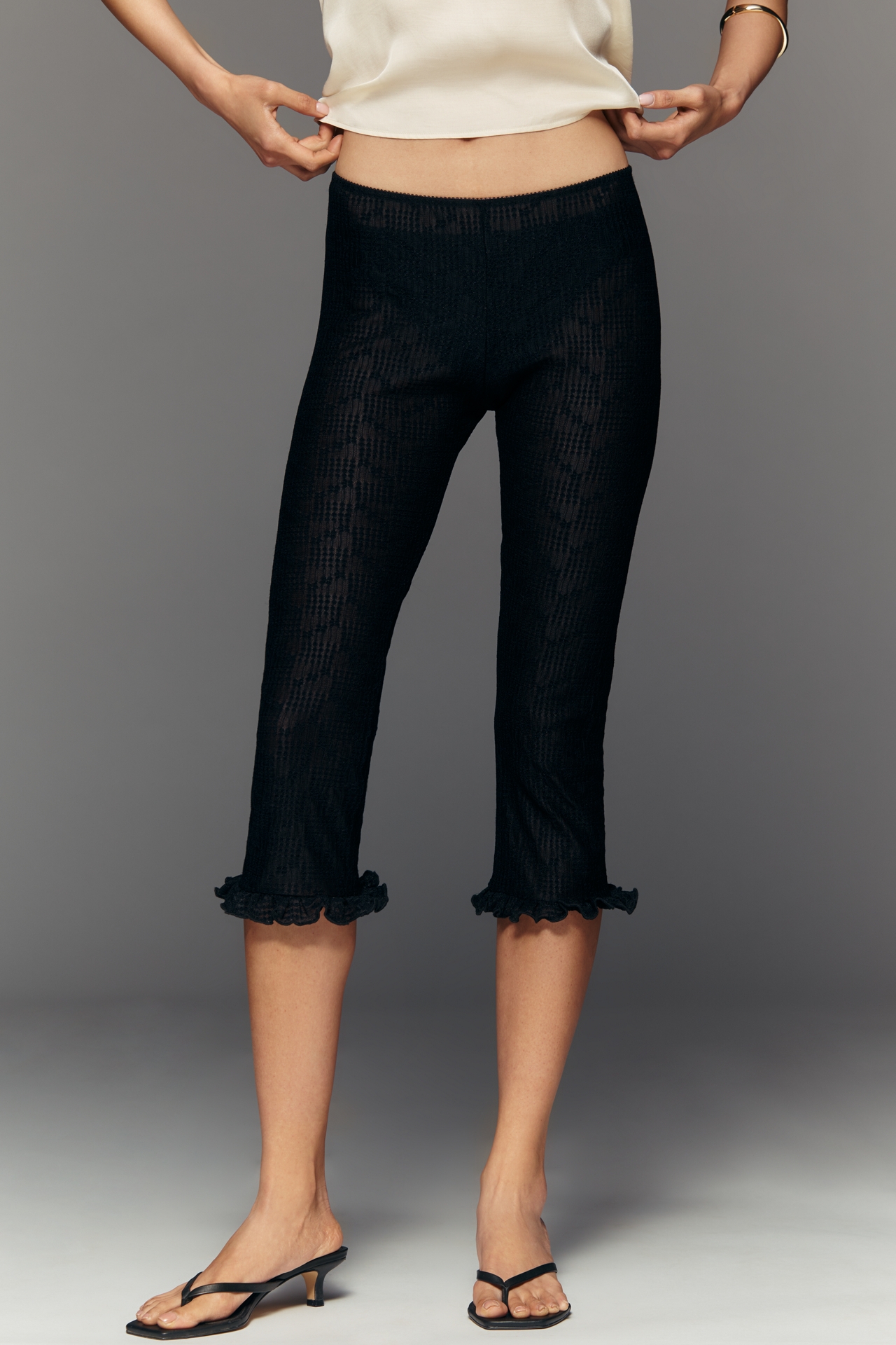 By Anthropologie Ruffle Capri Pants