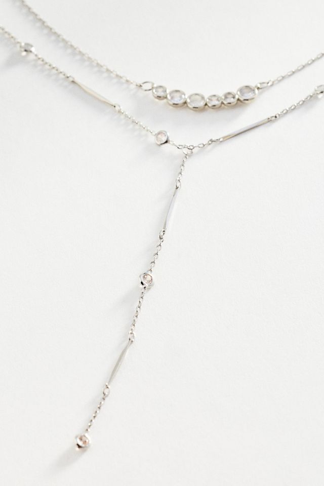 Bezel Crystal Layered Chain Necklaces, Set of 2 #1