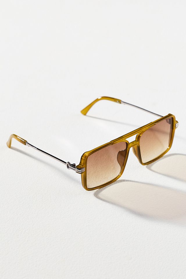 Anglo Oversized Yellow Aviator Sunglasses | Anthropologie display picture 3