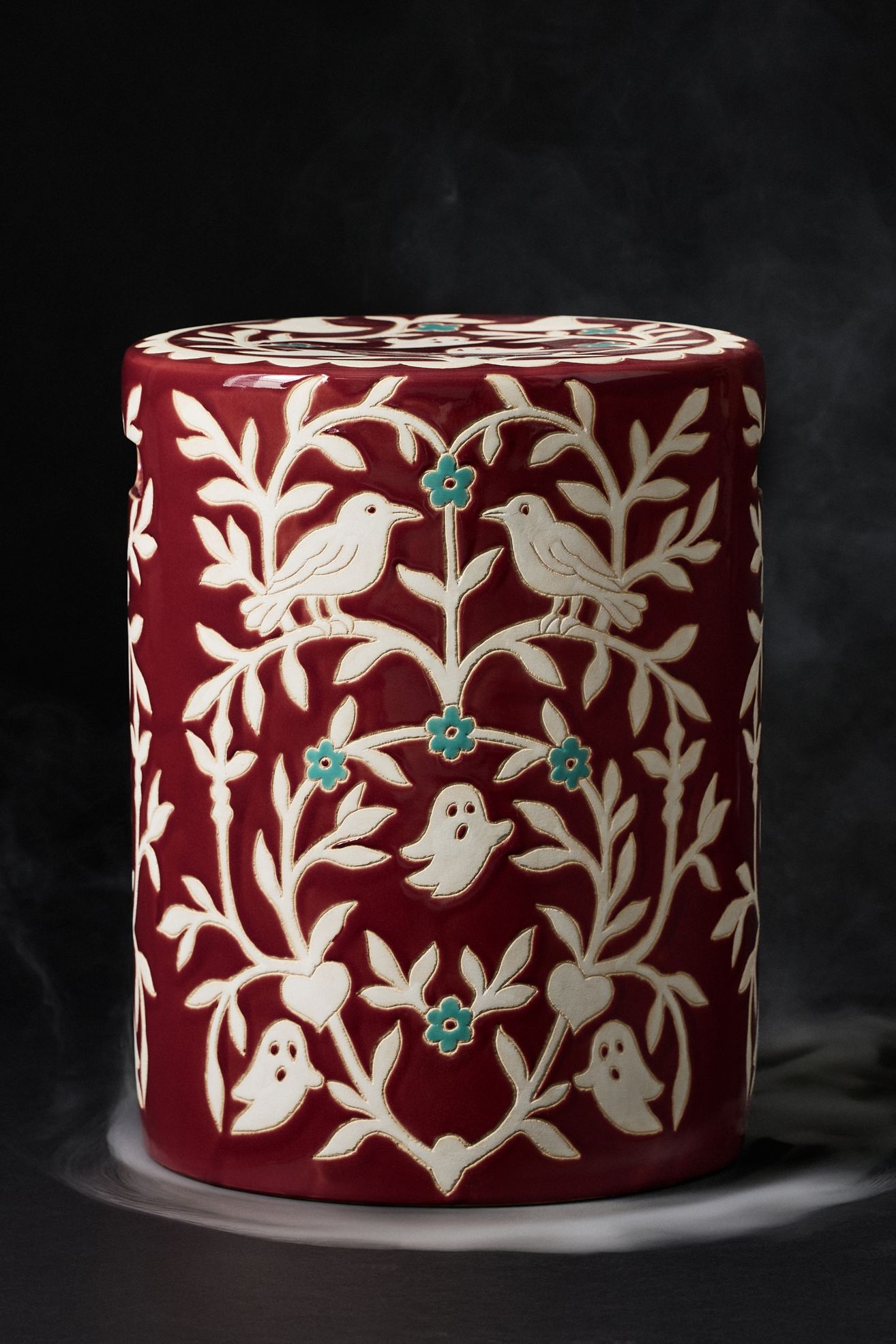 Ghost Ceramic Side Table - Burgundy, One Size