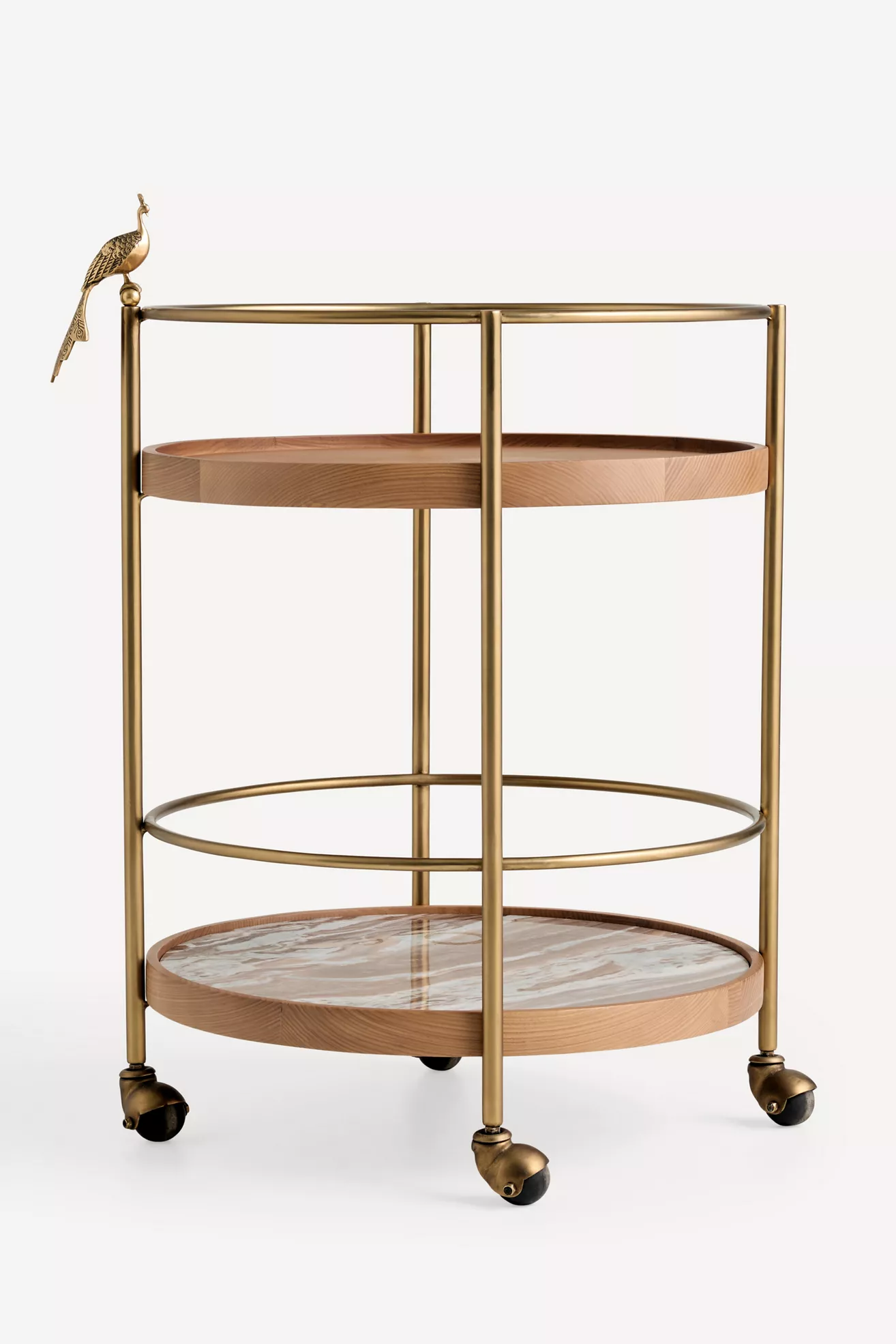 Ida Marble Peacock Bar Cart - thumbnail 3