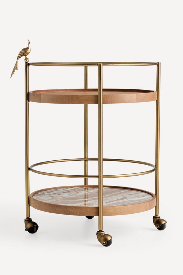 Ida Marble Peacock Bar Cart #1