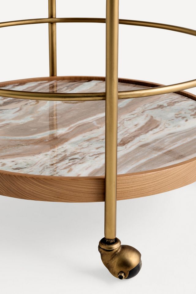Ida Marble Peacock Bar Cart #3