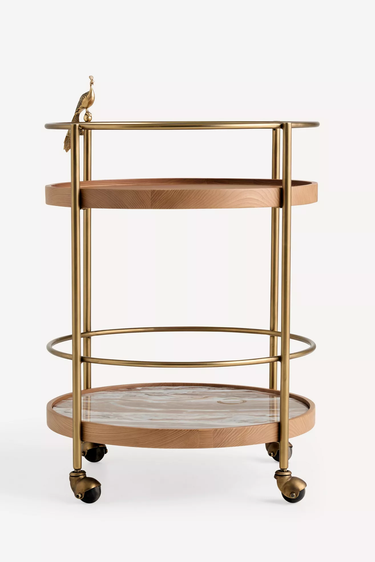 Ida Marble Peacock Bar Cart - thumbnail 2