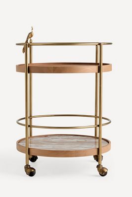 Ida Marble Peacock Bar Cart