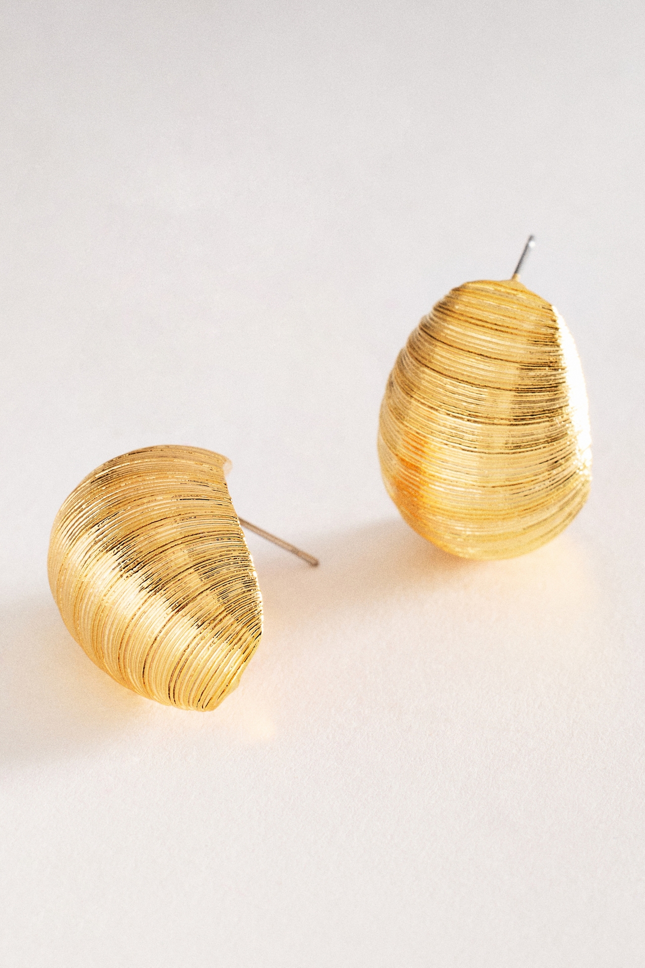 Textured Dome Gold Post Earrings