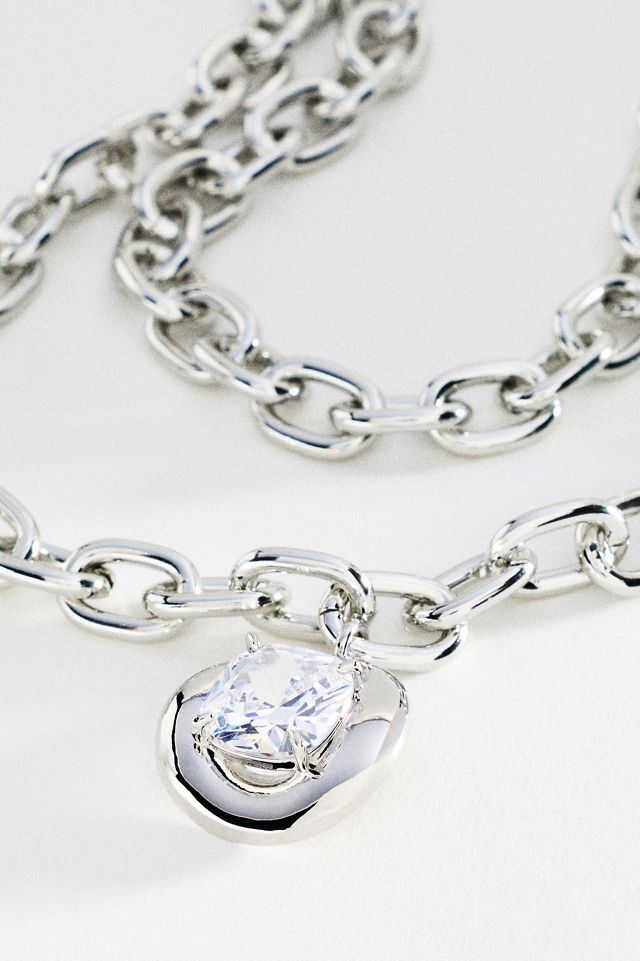 Chunky Bezel Crystal Pendant Necklace #1