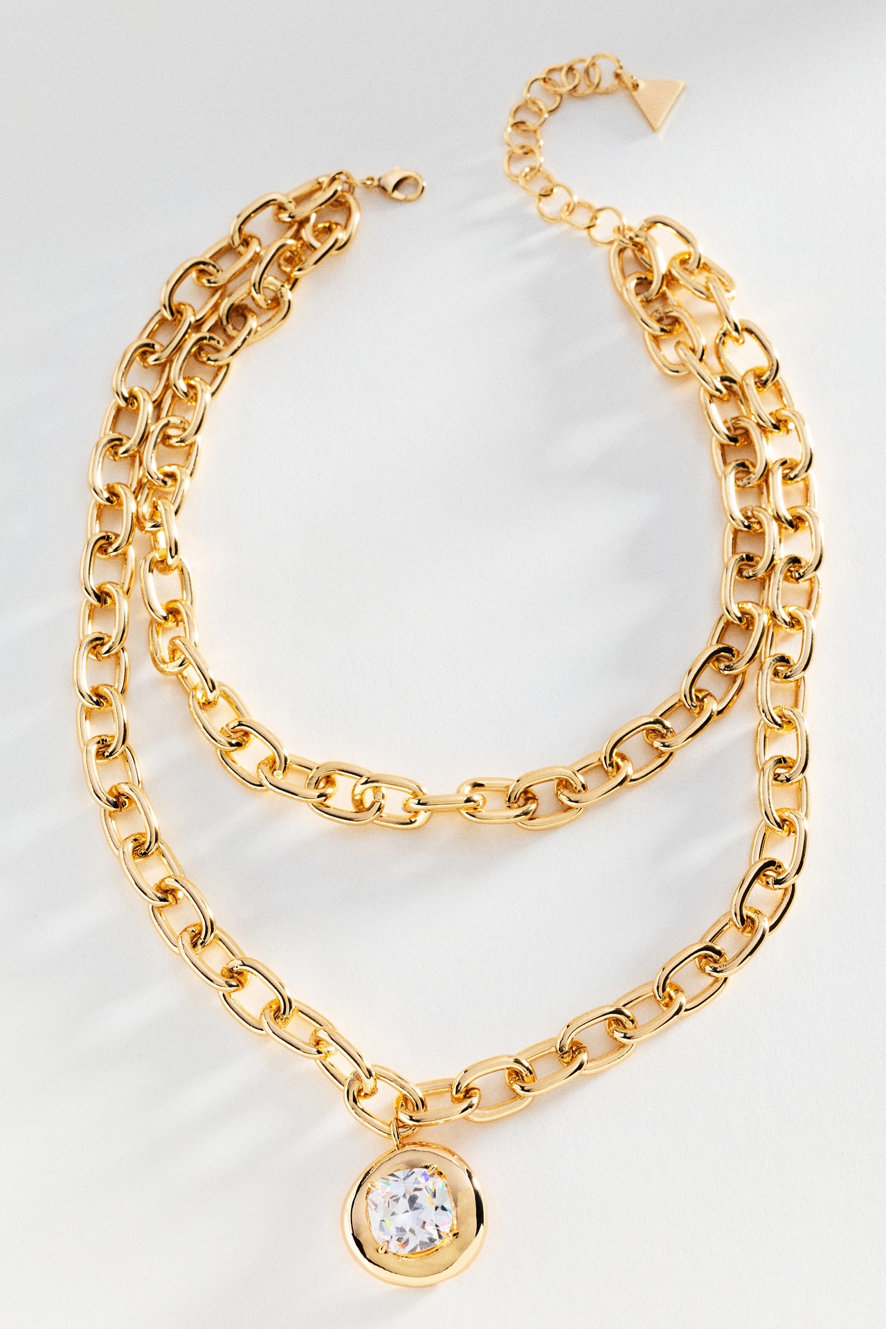 Chunky Bezel Crystal Pendant Necklace