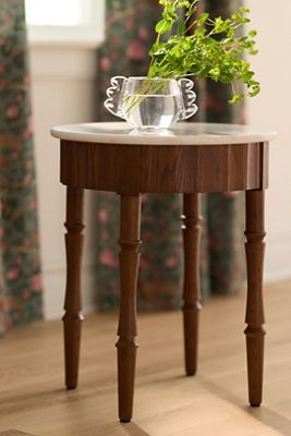 Thorne Marble Top Wood Side Table