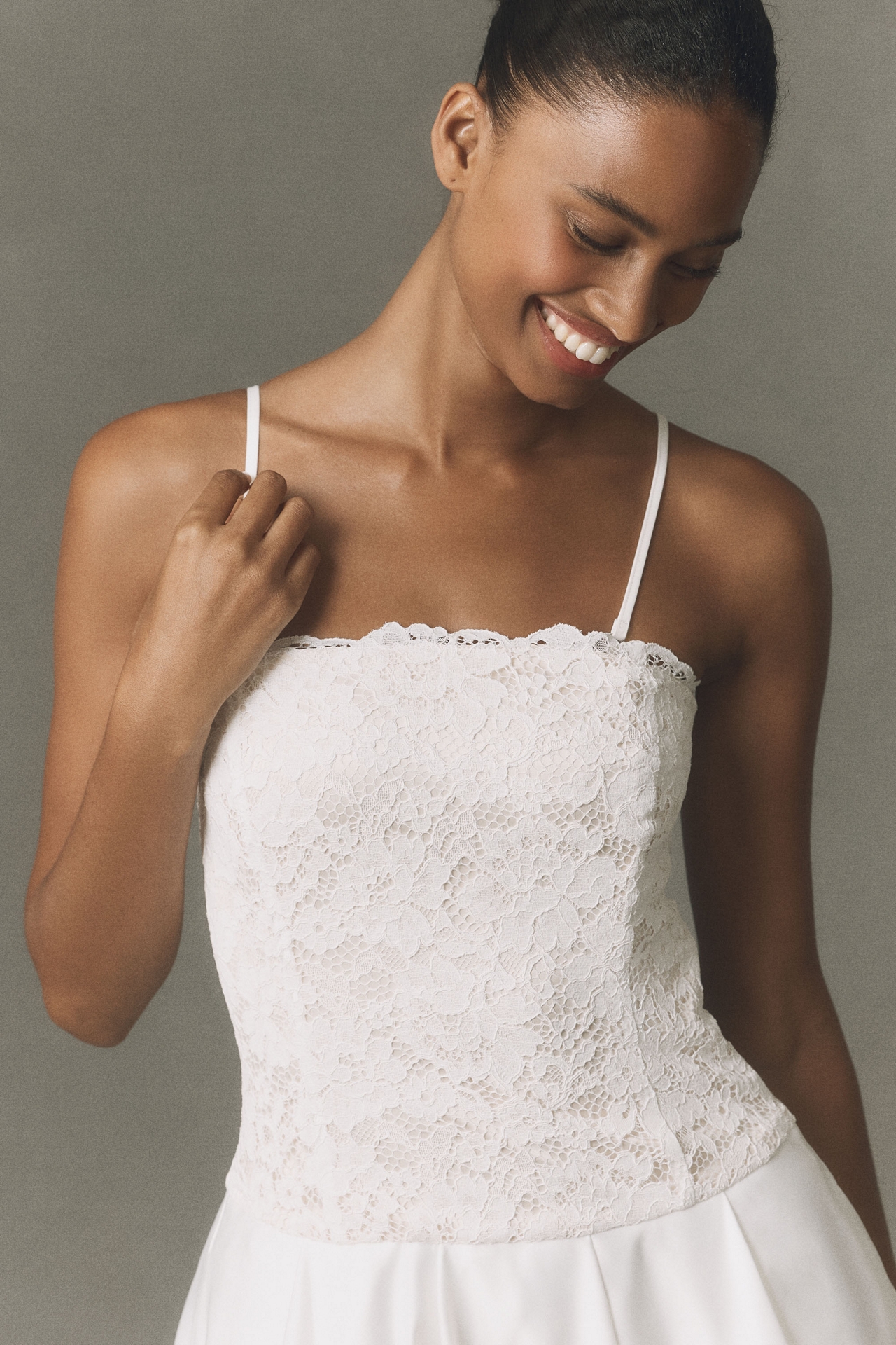 BHLDN Strapless Satin Midi Dress