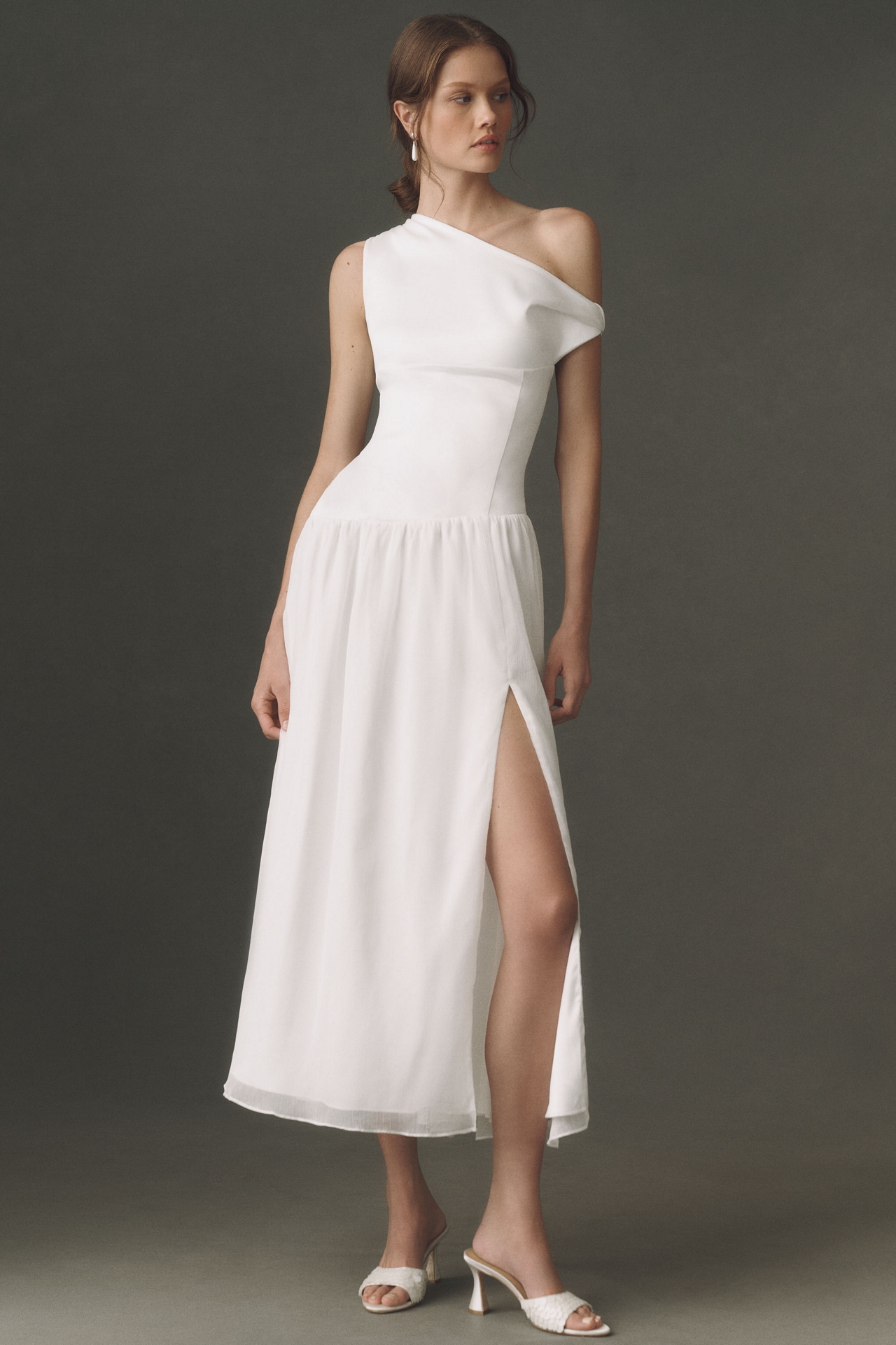 BHLDN One-Shoulder Satin Maxi Dress